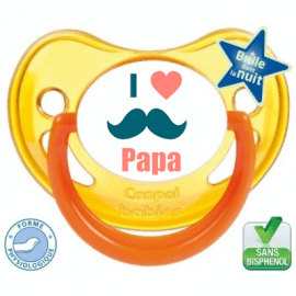 Sucette bébé i love papa moustache