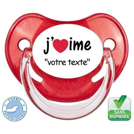 Tétine personnalisée-Sucette bébé j'aime plus votre texte