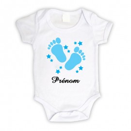 Body bébé personnalisé avec deux pieds et le prénom