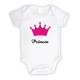 Body bébé personnalisé avec une couronne rose et le prénom