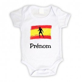 Body bébé personnalisé avec le drapeau de l'Espagne et le prénom
