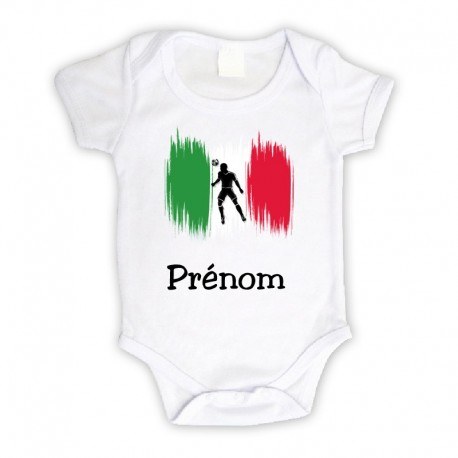 Body bébé personnalisé avec le drapeau de l'Italie et le prénom