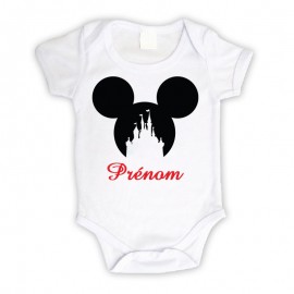 Body bébé personnalisé avec une silhouette de Mickey et le prénom