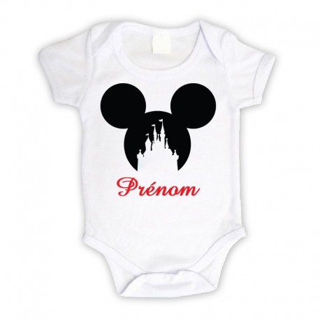 Body bébé personnalisé avec une silhouette de Mickey et le prénom